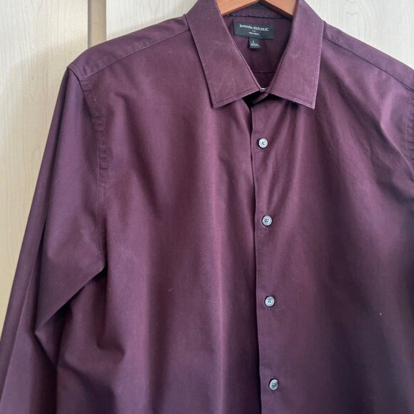 Banana Republic Dress Shirt Mens Large Purple‎ Non Iron Standard Fit Button Up - Picture 3 of 7